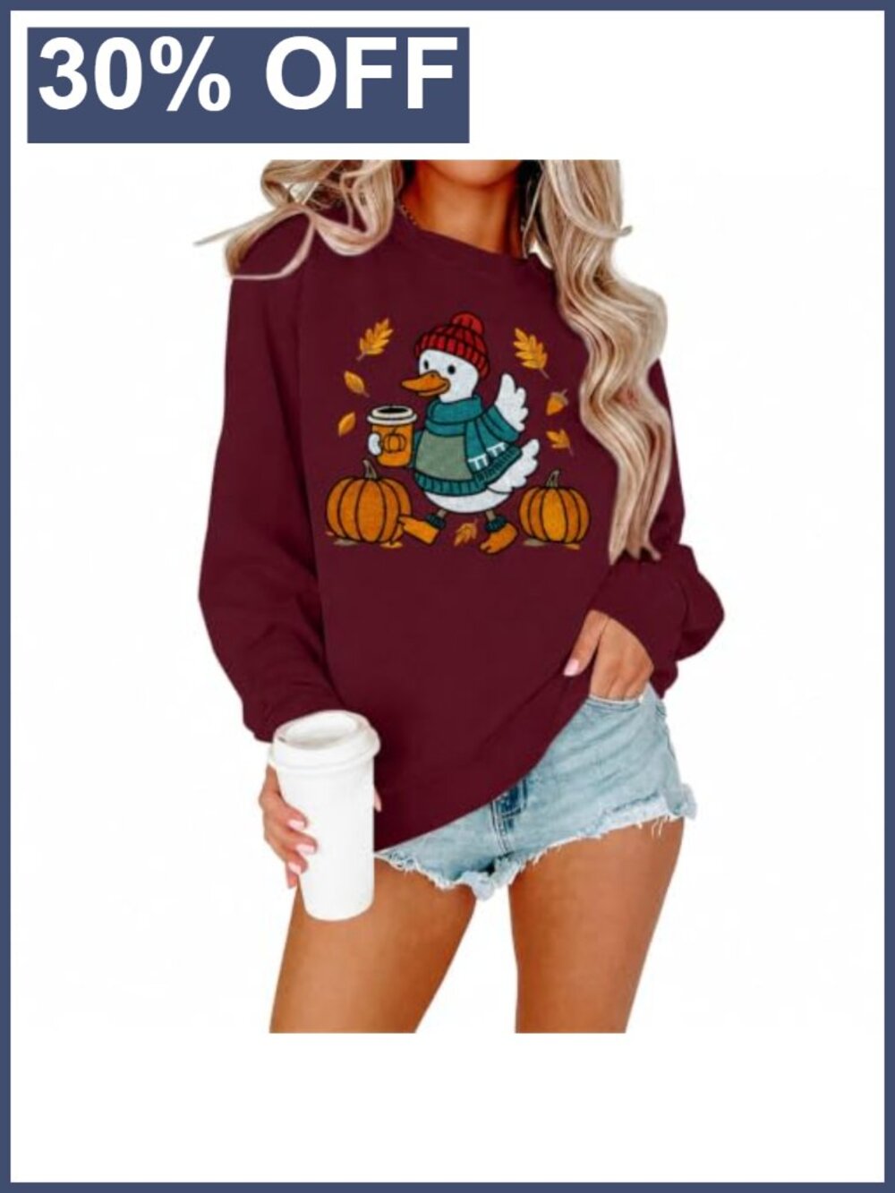 Embroidered Maple Leaf Crewneck Sweatshirt Women Long Sleeve Fall Pullover